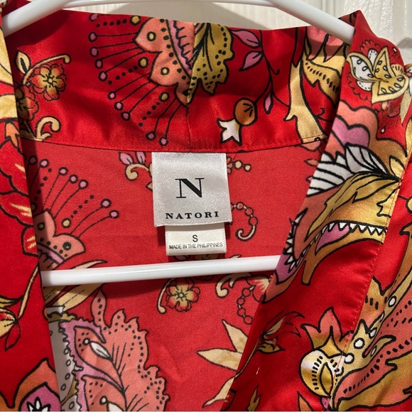 Natori Robe Long Floral Cherry Blossom Kimono Lingerie Pockets Artsy - Picture 10 of 11